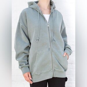 Brandy Melville Christy Hoodie Oversized; Gray/Green